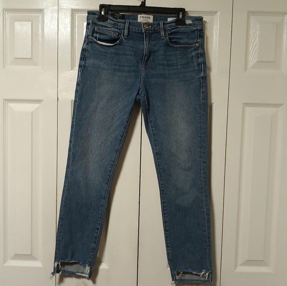 Frame Denim Women's Le Boy Cropped Ankle Jeans in Blue